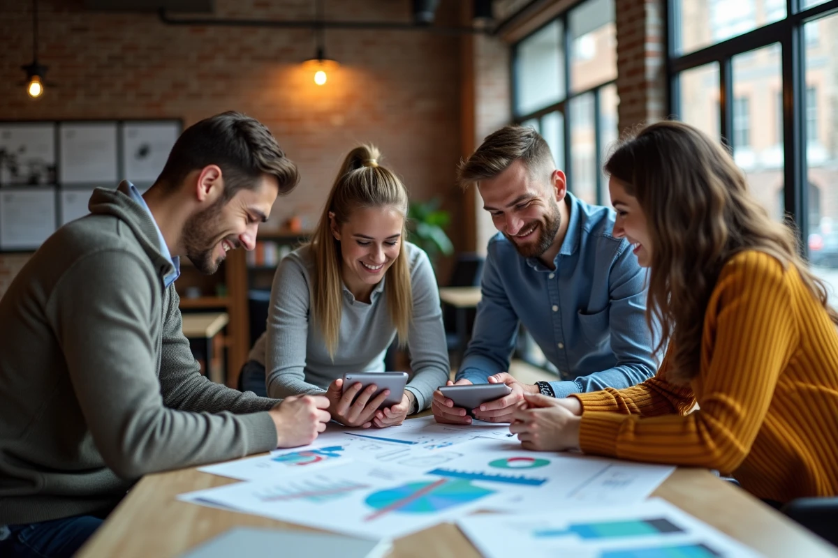 Groupe de jeunes adultes en réunion de travail