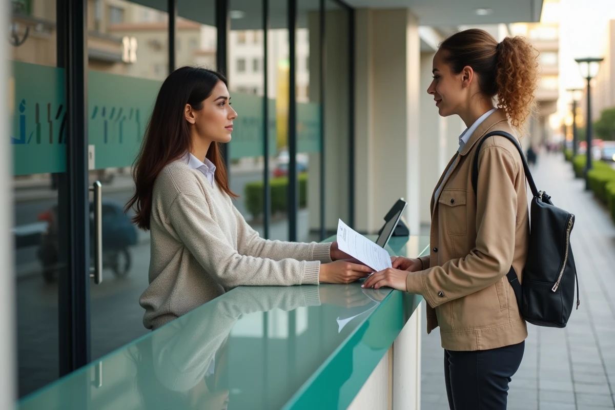 Jeune femme parlant avec un agent Sonelgaz à l