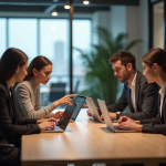 Groupe de professionnels en réunion dans un bureau moderne