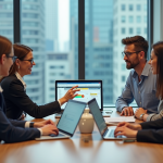 Groupe de professionnels en réunion dans un bureau moderne